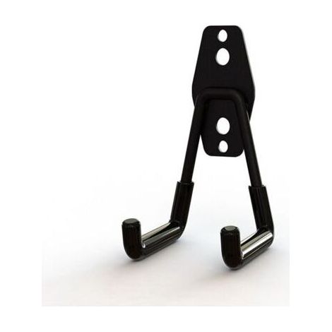 Lot de 2 crochets pour suspension de garage Double crochets de rangement de garage Crochet de vélo mural pour organiser outils, escaliers, vélos Noir 11 x 7.5 x 5cm,Équipé de vis (1/4)