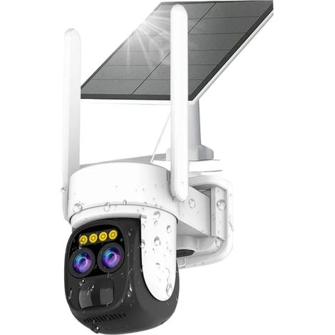 Caméra de sécurité à domicile Caméra solaire extérieure à double objectif, Zoom optique PTZ 6MP 10X, , faible consommation, Audio couleur, Vision nocturne, batterie intégrée, sécurité PIR 4K(Solar Cam (1/5)