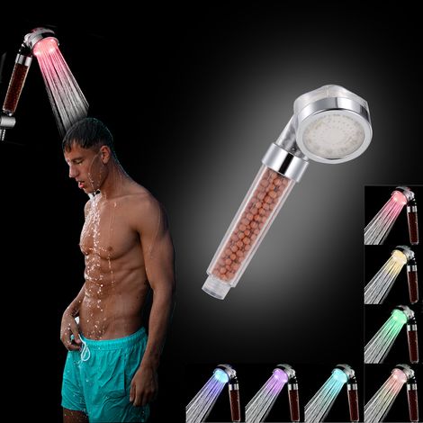 LED-Handbrause, LED-Duschkopf mit Ionenfilter, mehrere Farben, automatischer Farbwechsel, Duschkopf für Badezimmer (1/5)