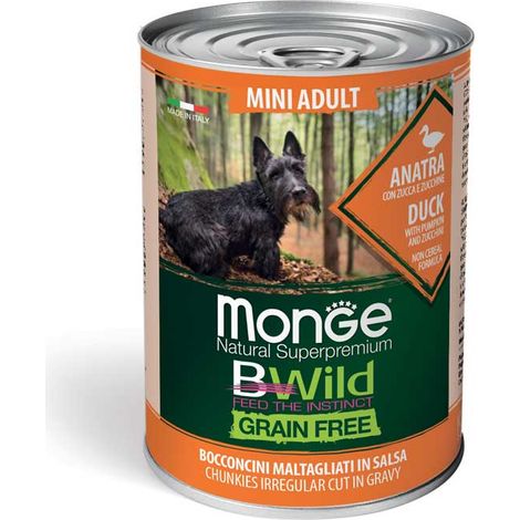 Monge BWild Cane Adulto Mini Anatra con Zucca e Zucchine 400g