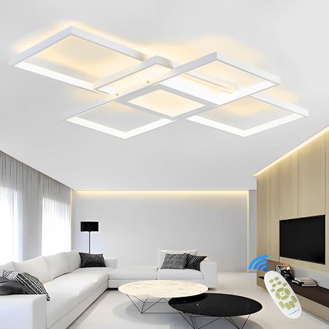 Luminaire Plafonnier LED Dimmable 120W Salon Lustre, Blanc, 140cm (1/5)