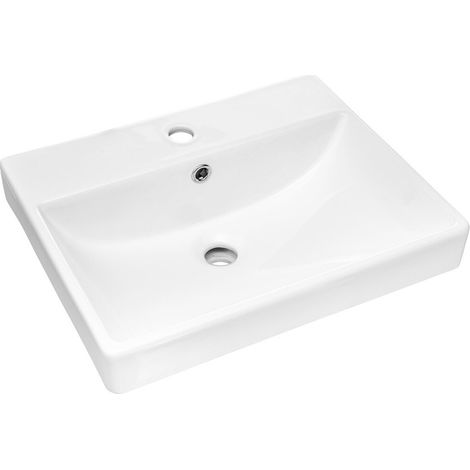 Lavabo da incasso NOVA 60x40 cm in ceramica bianca lucida compatta