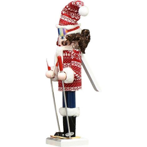 Casse-noisettes en bois, figurines de soldat et de skieuse, marionnettes décoratives de Noël (1/4)