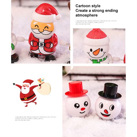 Jouet de Noël à remontoir avec tête oscillante : Père Noël, renne, bonhomme de neige, jouets mécaniques de Noël, articles de fête (1/5)