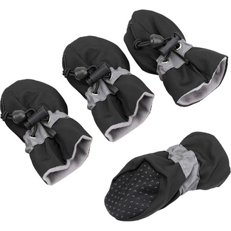 Chaussures antidérapantes pour chiots (lot de 4), semelles souples, cordon de serrage ajustable, bottes imperméables pour chiens de petite et moyenne taille, protection des pattes. (1/5)