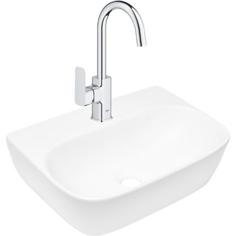 Dice mitigeur lavabo à levier tactile, taille L + Lavabo suspendu Swiss Aqua Technologies 43x30x13cm (BA2-G1018710000-02) (1/5)
