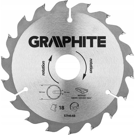 Lame de scie circulaire Graphite 57h648 165 mm 18 dents carbure (1/3)