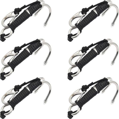 KEEP DIVING Doppelhaken für Sporttauchen, Edelstahl, mit Leine und Clips, schwarz. (1/5)