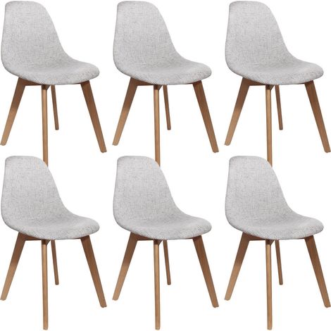 STYGN - Lot de 6 Chaises avec Maille Grise (1/5)