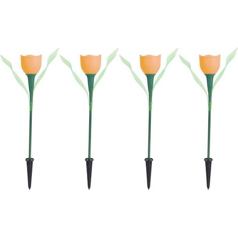 Réverbère extérieur, extérieur Solaire énergie Tulipe LED Fleur lumière étanche Jardin pelouse Lampe décoration 4 pcs(Orange) (1/5)