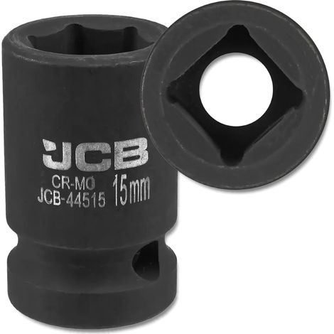 Bussola a impatto JCB da 1/2" 15 mm a 6 punte in acciaio Cr-Mo