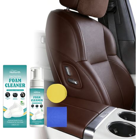 Nettoyant moussant pour nettoyer et raviver les taches sur les sièges en cuir et le tableau de bord de votre voiture – Nettoyant 150 ml1, chiffon1, éponge1 (1/5)