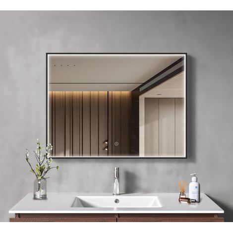 LOMAZOO Miroir de salle de bain rectangulaire 80x60 - Bordeaux