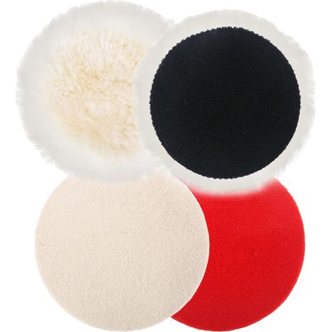 XTDMJ Lot de 4 embouts de polissage compatibles, tampons de polissage de 125 mm, disques de polissage en laine d'agneau, tampons de polissage pour ponceuse excentrique avec velcro pour voiture (1/5)