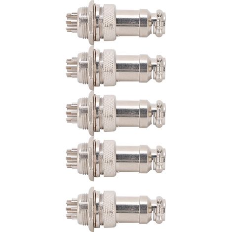 5 Stück Luftfahrt-Steckverbinder (männlich/weiblich) für Kabelverteiler, Stromversorgung, Chassis, Metallanschlüsse, GX16, 16 mm, 450 V, 8-polig (1/5)