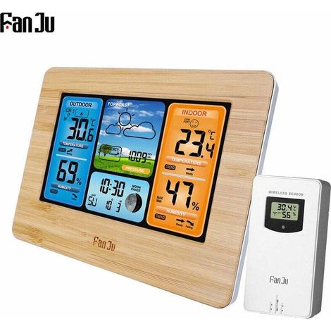 Station météo numérique multifonction – Prévisions intérieures et extérieures – Baromètre, thermomètre, hygromètre – Capteur extérieur sans fil – Cordon USB (1/5)