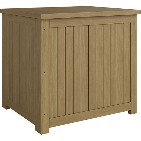 Cassapanca da Esterno 63x51x58,5 cm Capacità 130L con Coperchio Cerniere e Cinghia in Legno Marrone (1/5)