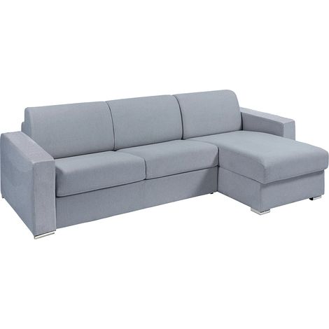 Divano letto angolare reversibile express in Tessuto Grigio Letto 140 cm Materasso 14 cm - CALITO (1/5)