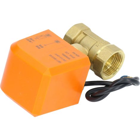 Vanne à bille électrique DN25 à 2 voies et 2 fils, normalement fermée, en laiton, universelle, 12-24 V CC