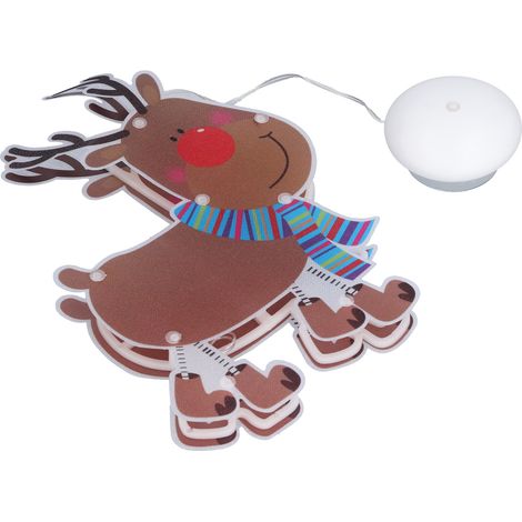 Guirlande lumineuse LED de Noël en forme de cerf, à suspendre à une fenêtre, avec ventouse. (1/5)