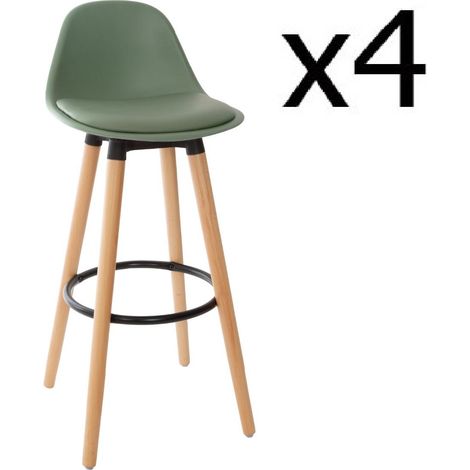 Lot de 4 Tabourets de bar kaki - L. 42,5 x l. 39,5 x H. 92 cm -PEGANE-