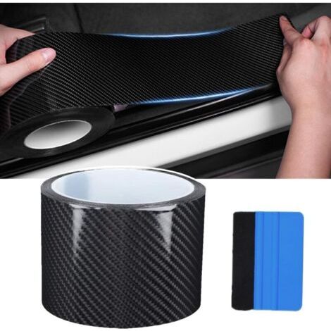 Film de Protection Universel pour Seuil de Porte de Voiture 10M Autocollant Fibre de Carbone Protecteur de Pare-Chocs Protection Seuil Porte de Voiture Protecteurs de Jante (7cm x 10m) (1/5)