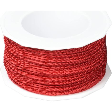 Ficelle rouge tressée 50 m x 2 mm, décoration bricolage travaux manuels emballage cadeau