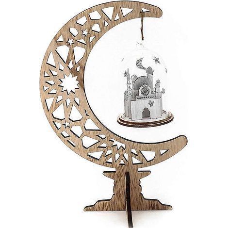 Ornements de lanternes en bois en forme de lune, artisanat (lune)-- (1/5)