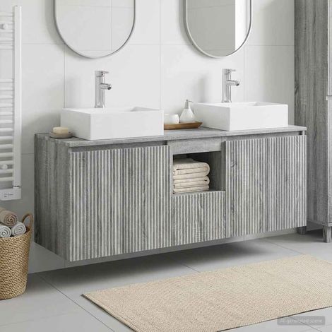 vidaXL Bathroom Cabinet Set 3 pcs Grey Sonoma 129 x 41 x 79.5 cm (1/5)