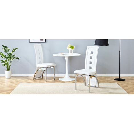Silla de comedor, set de 2, 43 x 49 x 102,5 cm, blanco y plata (1/5)