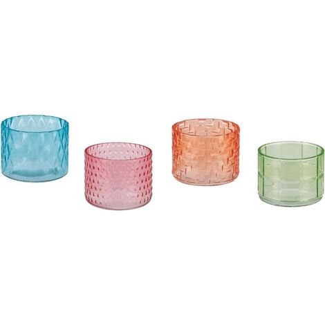 Portacandele Decorativo in Vetro Snargisa Diametro 11 cm Altezza 8,5 cm 4 Colori (1/2)