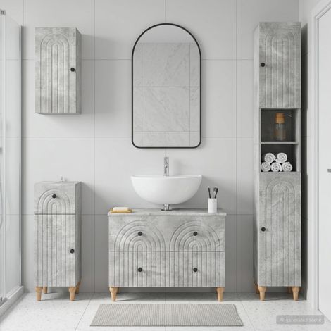 vidaXL 4 Piece Bathroom Cabinet Set ALKMAAR Concrete Grey (1/5)