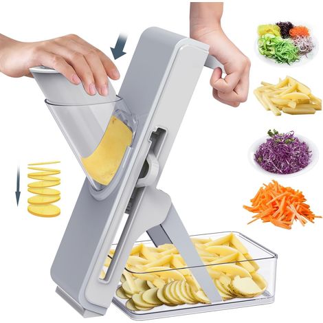 Hachoir à légumes, coupe-légumes, hachoir à légumes mandoline - Accessoires et ustensiles de cuisine pour hachoir à légumes (gris) (1/5)
