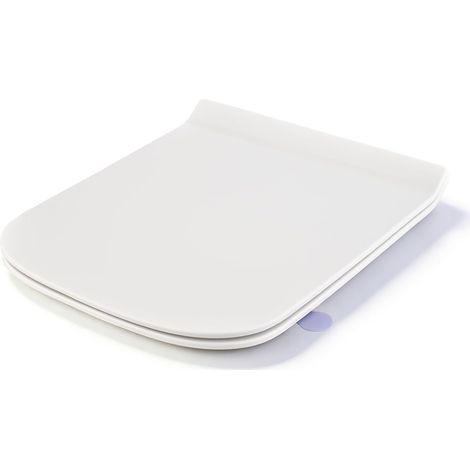 Abattant WC Forme carrée Ultra-mince [COURT], Cuvette Toilette avec Frein de Chute, Lunette WC Blanche, siège de toilette universel de forme carrée, testée jusqu'à 150kg, 42,5  34.5CM (1/5)