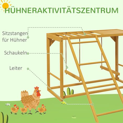 Structure de jeu pour poules avec balançoires et échelle, pour 3-4 volailles, cadre d'escalade en bois (1/4)
