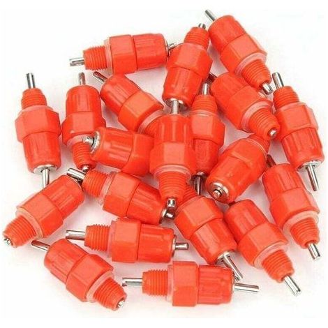 Tetine Abreuvoir Poules 20pcs Tetine Automatique pour Poule Volaille Poulet Canard Distributeur d'eau Le Style Vis à Vis élevage Alimentation du Bétail Abreuver équipement Rouge (1/5)