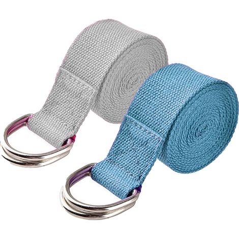Ceinture de yoga extensible avec boucle métallique réglable pour Pilates, fitness, danse, gris et bleu clair. (1/4)