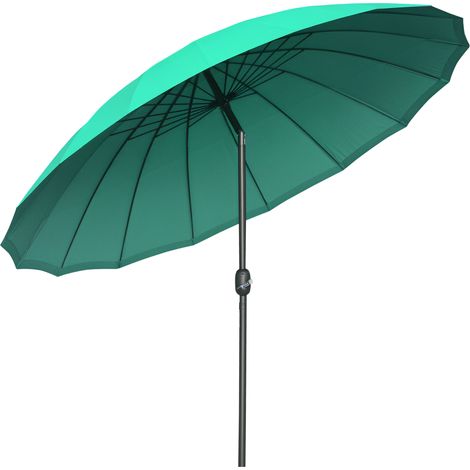 Neigbarer Gartenschirm Ø 2,5 m mit Kurbel, Metallstange und 18 Fiberglasrippen, hochdichtes grünes Polyestergewebe - Outsunny
