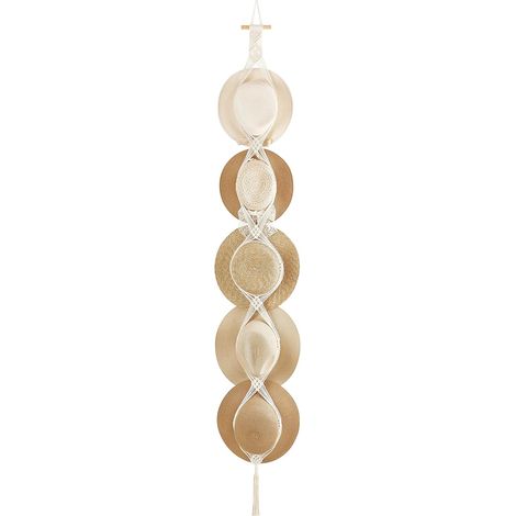 Porte-chapeaux Mur - Support en Corde Coton et Bois de Pin - Pour Chapeaux à Large Bord - Style Boho - 5 Crochets - Décoration Murale (1/5)