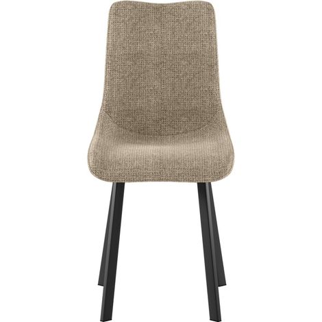 Sedia Iris con Seduta in Tessuto Easy-Clean Beige e Struttura in Metallo Verniciato Nero - Design Moderno ed Elegante 45x56cm (1/5)