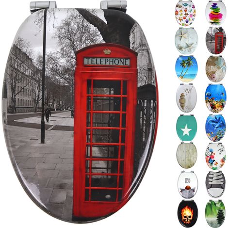Sedile wc copri vater universale frizionato fantasia in mdf chiusura rallentata fantasia london - confezione 1