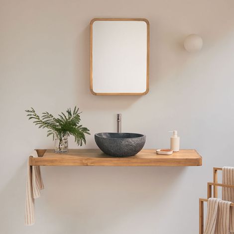 Set di mobili da bagno sospeso 130x45 cm in legno di teak Neill SKLUM            
