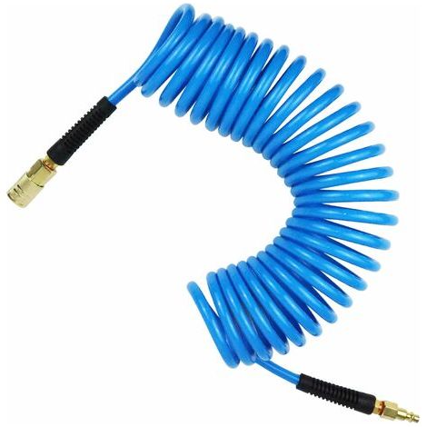 Tuyau à air comprimé PU 7.5 m de long 6 mm ID x 9.5 mm AD avec raccords rapides 1/4\", Limiteur de flexion, Bleu (1/5)