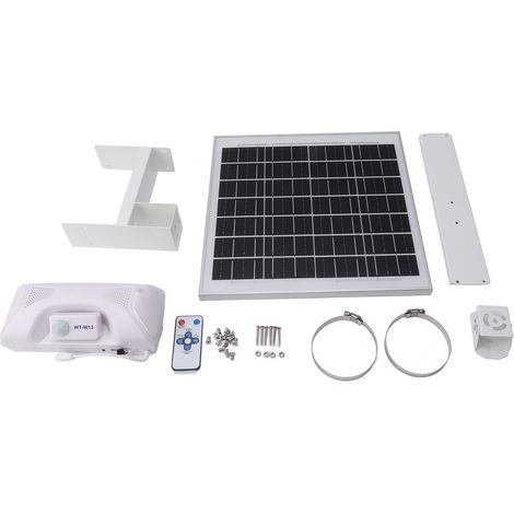 Capteur de mouvement infrarouge à micro-ondes 12V extérieur étanche, haut-parleur solaire à induction vocale, avertisseur de sécurité pour réservoir, alarme d'avertissement (1/5)