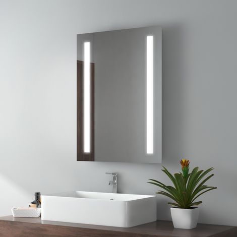 EMKE Specchio Bagno con Luce 50 x 70 cm, Specchio Bagno LED Luce Bianca Fredda 6500K (1/4)