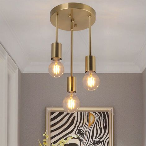Plafonnier industriel rétro, suspension en métal à 3 lumières, plafonnier LED E27 pour salle à manger cuisine salon bar (ampoule non incluse) (1/4)