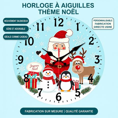 Horloge murale ronde motif festif de Noël pendule analogique moderne mouvement silencieux épaisseur 5 mm 1 g – Livraison gratuite (1/5)