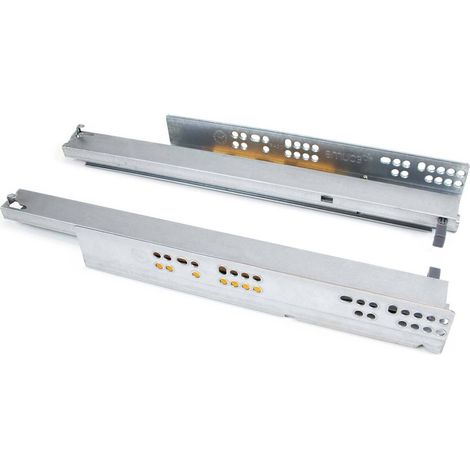 Emuca – Coulisses invisibles argent 3122305 – Sortie totale avec poussoir – Profondeur 400mm – Acier zingué pour tiroirs jusqu'à 30kg