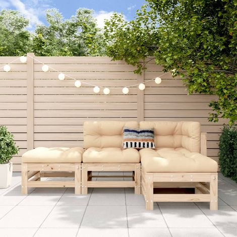 4-tlg. Garten-Lounge-Set Massivholz Kiefer (1/5)