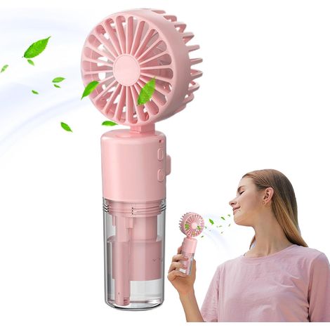 Ventilador portátil con función de vapor de agua, práctico ventilador pulverizador – ventilador pulverizador de vapor de agua recargable – plegable, dispositivo portátil de verano con mango ergonómico